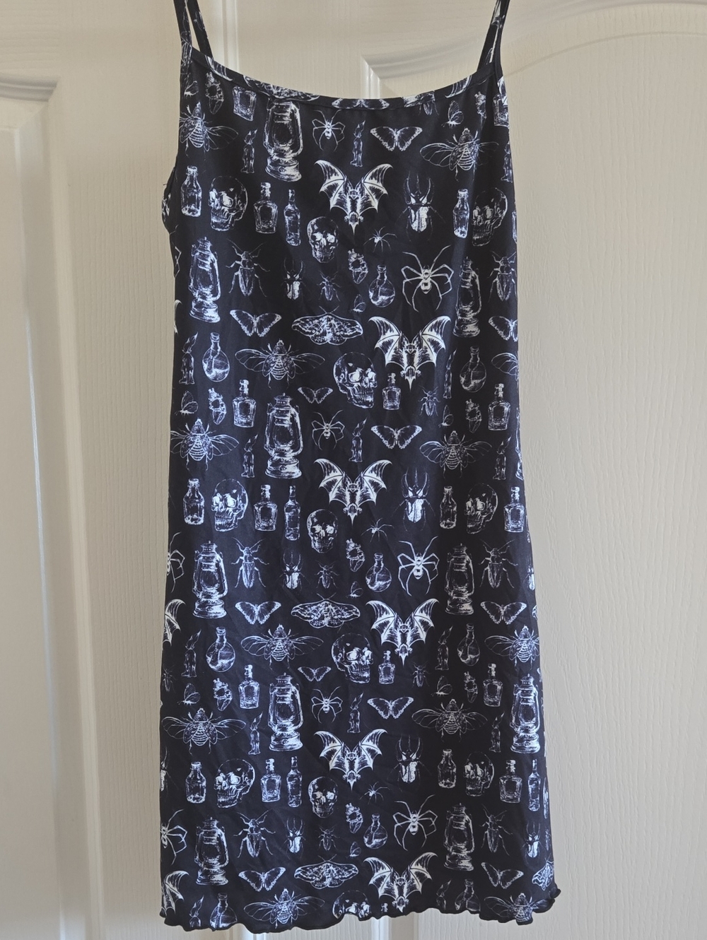 Black Mini Dress with White Gothic Motif